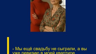 — Мы ещё свадьбу не сыграли, а вы уже ревизию в моей квартире устроили…
