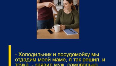 — Холодильник и посудомойку мы отдадим моей маме, я так решил, и точка, — заявил муж, самовольно распоряжаясь подарками от моей мамы.